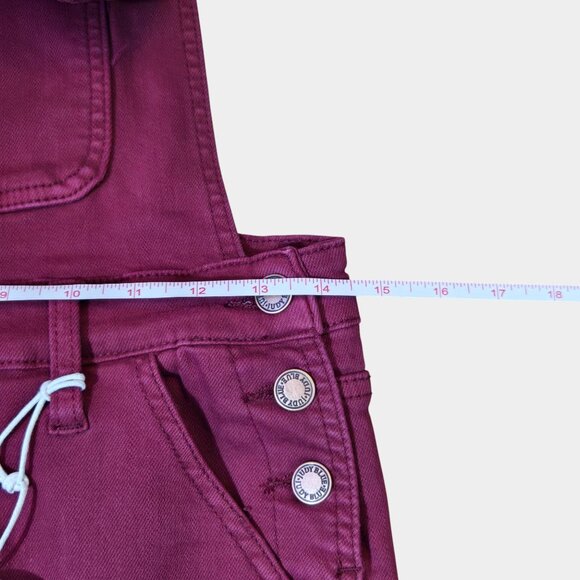 Judy Blue Garment Dyed Boyfriend Double Cuff Overalls M Maroon Streetwear NWT - Picture 10 of 15